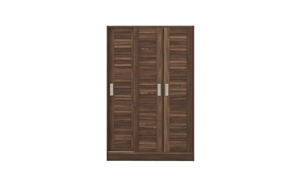 Slickblue 3-Door Shutter Wardrobe with Shelves – Stylish Storage Solution Ample Space for Clothes and Accessories