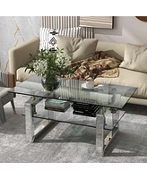 Slickblue Transparent Tempered Glass Coffee Table