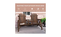 Slickblue Wood Patio Chair Bench with Center Coffee Table – Stylish and Functional Garden Seating Set for Courtyards and Outdoor Spaces