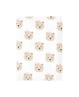 Hudson Baby Infant Girl Flannel Burp Cloth 12pk, Pink Taupe Bear, One Size