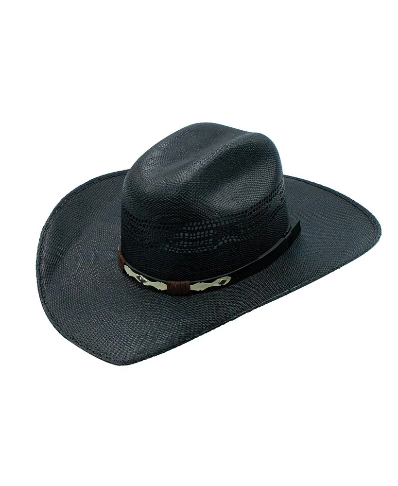 Peter Grimm Zach Straw 4 Inch Brim Leather Band Cowboy Drifter Hat