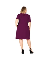 Standards & Practices Plus Puffed Sleeves Scoop Neck Midi Dress