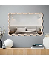 LuxenHome 39.25-Inch Tall Rectangular Natural Pine Wood Decorative Frame Accent Wall Mirror