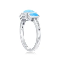 Caribbean Treasures Sterling Silver, Rectangle Larimar & Cz Ring
