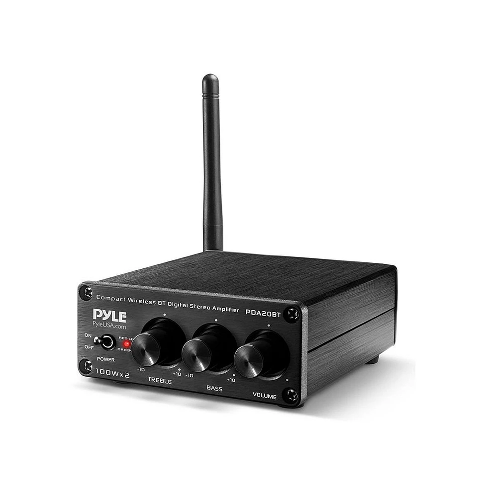 Pyle Compact Bluetooth Stereo Power Amplifier With Rca Input & Banana Speaker Terminals, 200 Watt