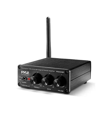 Pyle Compact Bluetooth Stereo Power Amplifier With Rca Input & Banana Speaker Terminals, 200 Watt