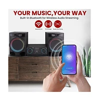 Pyle 3-Piece Mini Hi-Fi Bluetooth Stereo System With MP3, Usb, Fm Radio, Bass Reflex Speaker, Dsp-Tech & Remote Control, 160 Watt