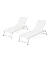 Myers Adjustable Mesh-Backed Chaise Lounge For Poolside And Patio Comfort