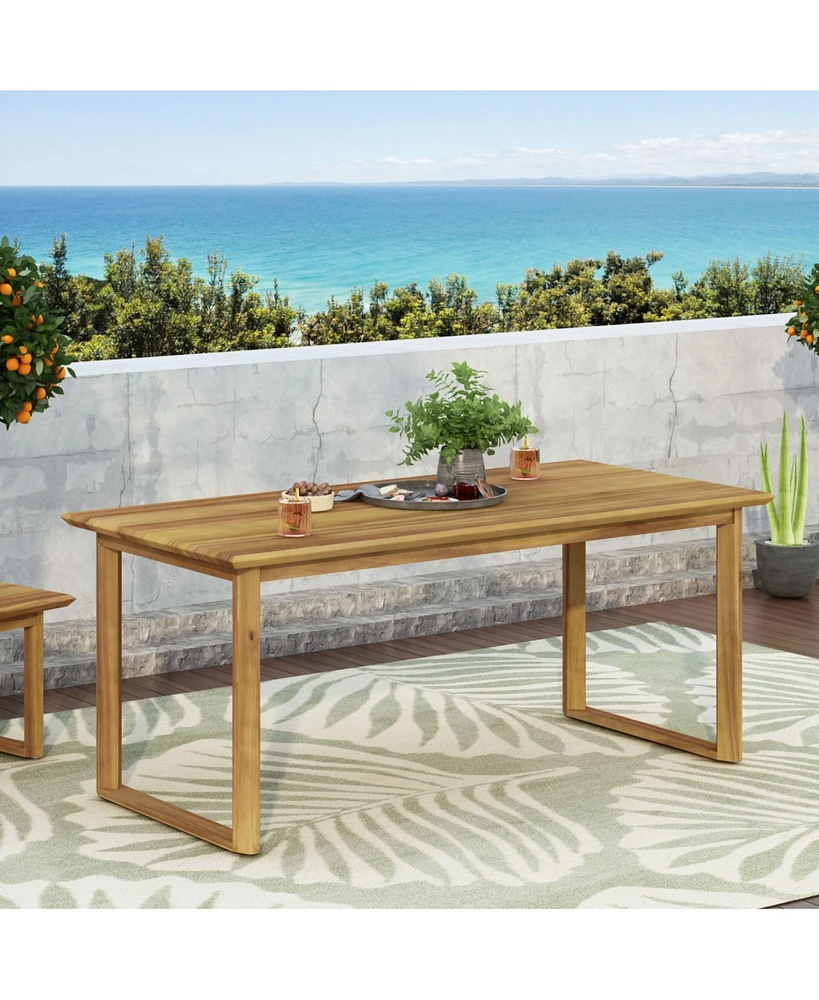 Rustic Acacia Wood Slatted Outdoor Dining Table