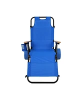 Beach Cart Chairs With Wheels 2 in 1 Foldable Beach Lounge Chair With Integrated Wagon Pull Cart Perfect for Backyard Pool or Picnic