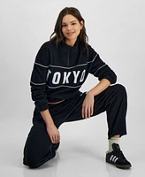 Rebellious One Juniors Tokyo Half Zip Graphic Sweatshirt Fleece Sweatpants