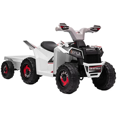 Simplie Fun Kids Atv Quad Car with Back Trailer, 6V Electric Ride On Car with Forward Backward Function, Wear-Resistant Wheels for Toddlers Ages 18-36