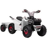 Simplie Fun Kids Atv Quad Car with Back Trailer, 6V Electric Ride On Car with Forward Backward Function, Wear-Resistant Wheels for Toddlers Ages 18-36