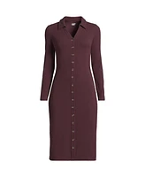 Lands' End Women's Knit Rib Button Front Dress