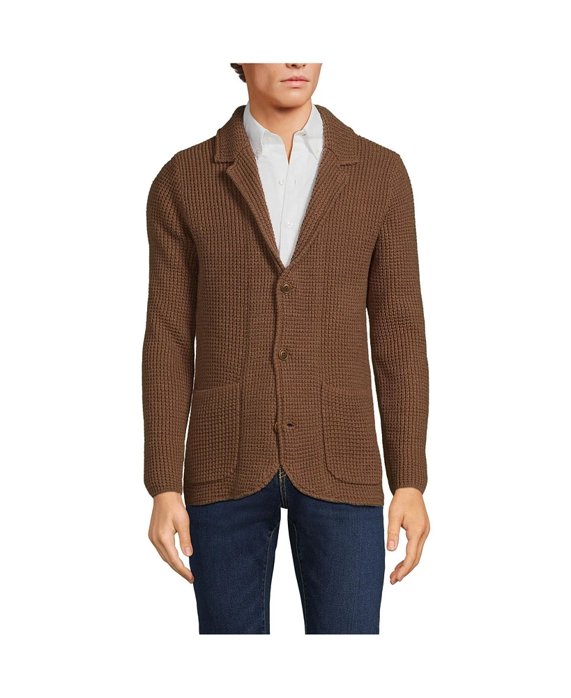 Lands' End Men's Waffle Stitch Sweater Blazer