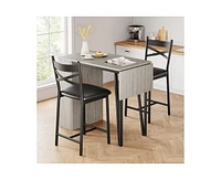 gaomon 3-Piece 36in Wooden Counter Height Dining Table Set for Kitchen, Dining Room w/Storage Shelves, Metal Frame, 2 Barstools