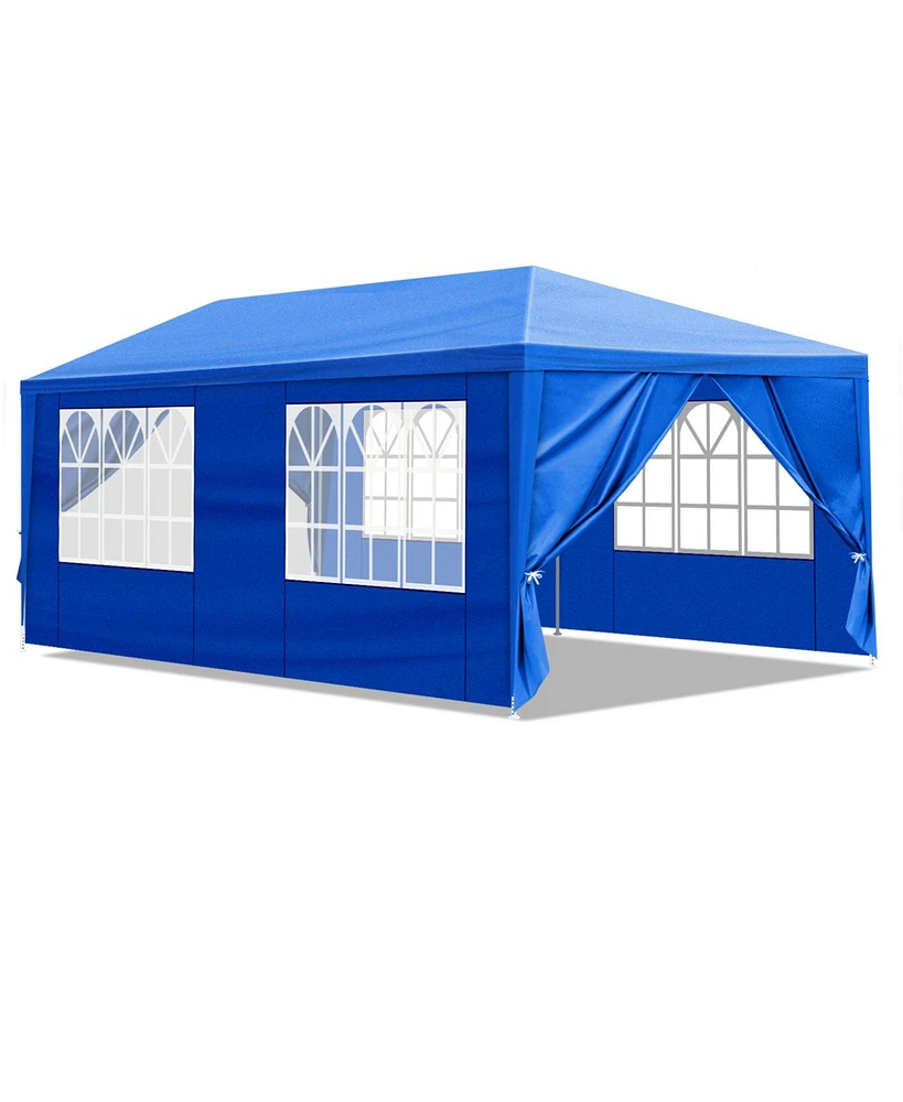 Slickblue Outdoor Party Tent with 6 Removable Sidewalls - Waterproof Canopy for Patio Weddings and Events