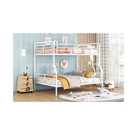 Slickblue Full Xl Over Queen Metal Bunk Bed - Space-Saving Design for Kids and Adults