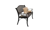 Slickblue Outdoor Cast Aluminum Bench with Mesh Backrest and Seat Surface for Comfortable Seating