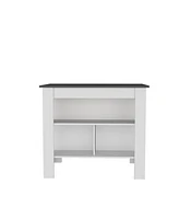 Fm Furniture Aztec Kitchen Island in melamine with open storage,gray+white