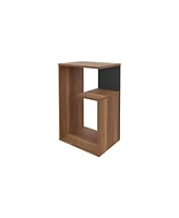 Fm Furniture Amado Nightstand with Open Storage,Walnut + Black