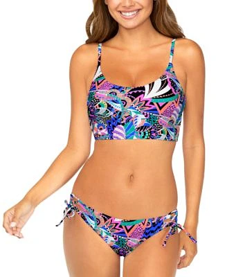 Raisins Juniors Printed Aruba Bikini Top Side Tied Bottoms