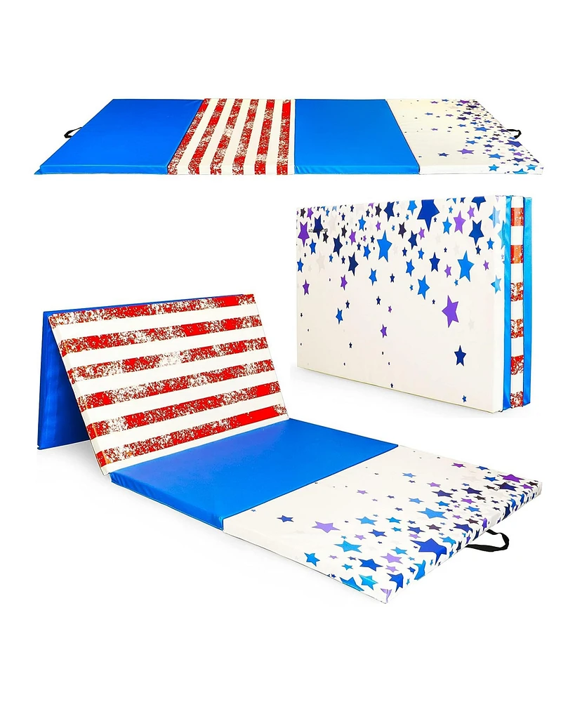 BalanceFrom Fitness 120"x48" All Purpose Gymnastics Exercise Mat, Star/Stripe