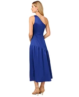 Adrianna Papell Women's Satin Tea-Length One-Shoulder Dress