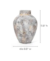 LuxenHome Marble White -Inch Tall Stoneware Table Vase