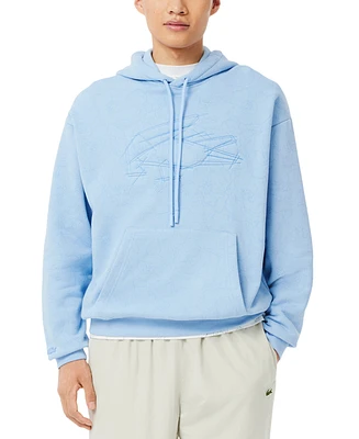 Lacoste Men's Relaxed Fit Long Sleeve Flower Print Logo Hoodie