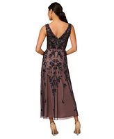 Adrianna Papell Women's Beaded Mesh Mid Dress