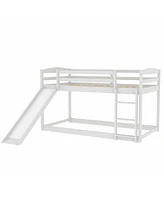 Slickblue Twin over Twin Bunk Bed with Convertible Slide and Ladder , White