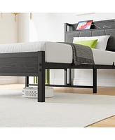 Slickblue Twin Size Bed Frame with Storage Headboard and Built-in Charging Station