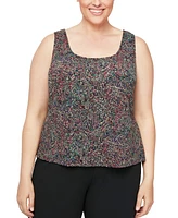 Alex Evenings Plus 3/4-Sleeve Jacquard Jacket & Tank Top Set