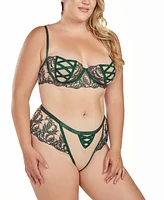 iCollection Women's 2-Piece Embroidered Mesh Bra and Panty Lingerie Set
