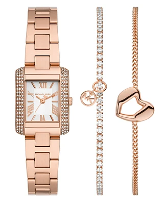 Michael Kors Women's Emery Three-Hand Rose Gold-Tone Stainless Steel Watch 22mm and Bracelet Gift Set