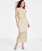 I.n.c. International Concepts Women's Metallic Crochet Tank Top, Exclusively at Macy's