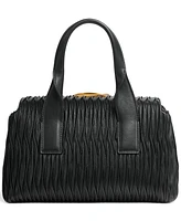 Donna Karan Amagansett Soft-Rolled Pleated Satchel with Sculpted Magnet Closure