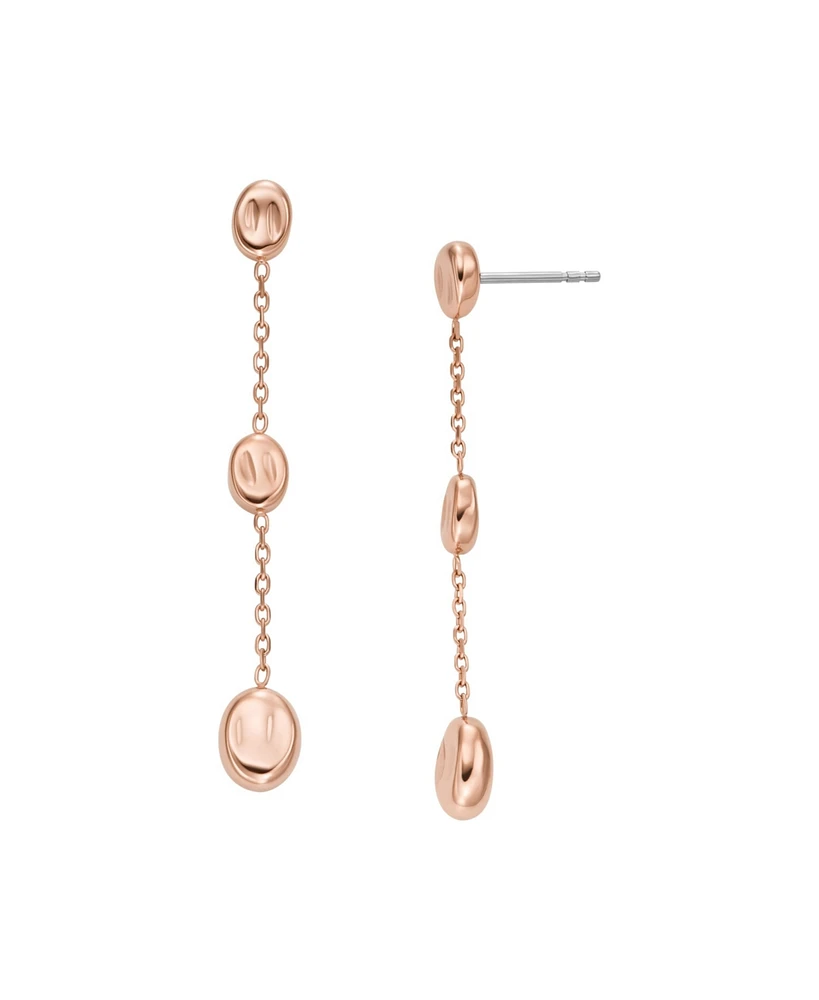 Skagen Women's Anja Pebble Rose Gold Stainless Steel Drop Earrings