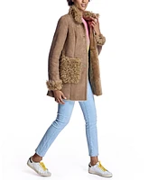 Julia & Stella by Maximilian Women's Shearling Jacket With Curly Lamb Trim