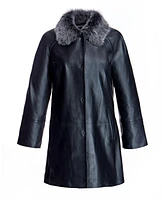 Julia & Stella by Maximilian Women's Leather Jacket With Shearling Collar