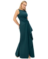 Eliza J Ruched Cascading-Ruffle Gown