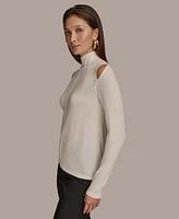 Donna Karan New York Women's Mock-Neck Cold-Shoulder Sweater