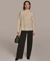 Donna Karan New York Women's Sequin-Applique Mock Neck Sweater