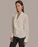 Donna Karan New York Women's Faux-Wrap Peplum Top