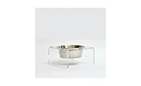 Hiddin Clear Single Dog Bowl Feeder with Silver Bowl