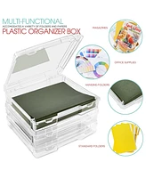 Sorbus Set of 3 Wide Hanging File Organizer Bin Clear Plastic Stackable for Document Storage