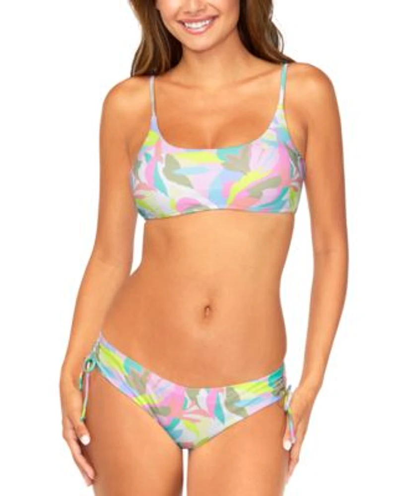 Raisins Juniors Lace Up Bikini Top Ruched Bottoms