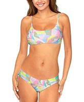 Raisins Juniors Lace Up Bikini Top Ruched Bottoms
