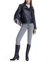 Julia & Stella by Maximilian Women's Moto Jacket With Fringes